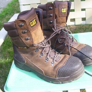 PRE-OWNED MEN'S CATERPILLAR WATERPROOF STEEL TOE WORK BOOTS SIZE 13 NICE